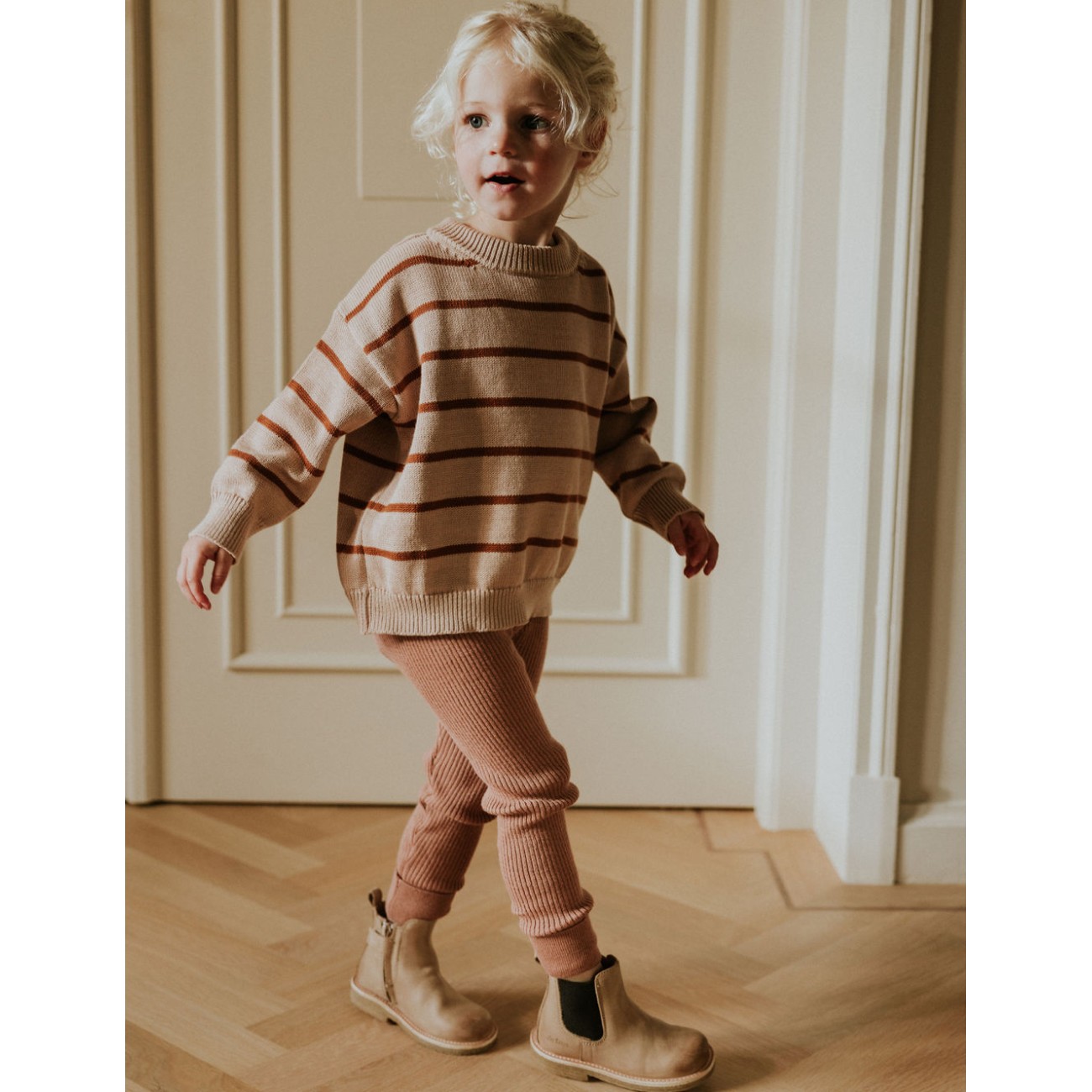 Knitted Leggings Fine Rib Vintage Pink