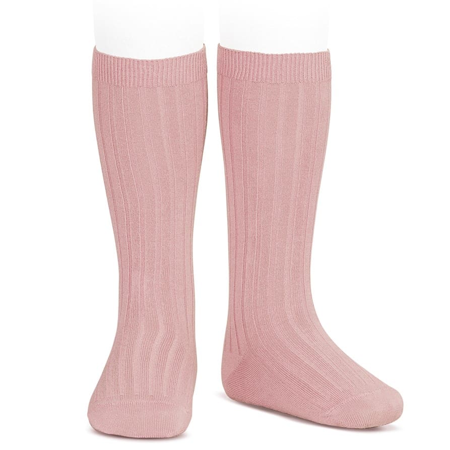 2016/2 Basic Ribbed Knee High Socks | Pale Pink 526