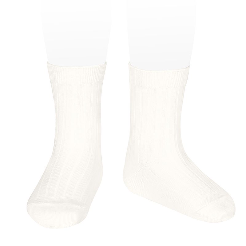 2016/4 Basic Ribbed Short Socks | Cream 202