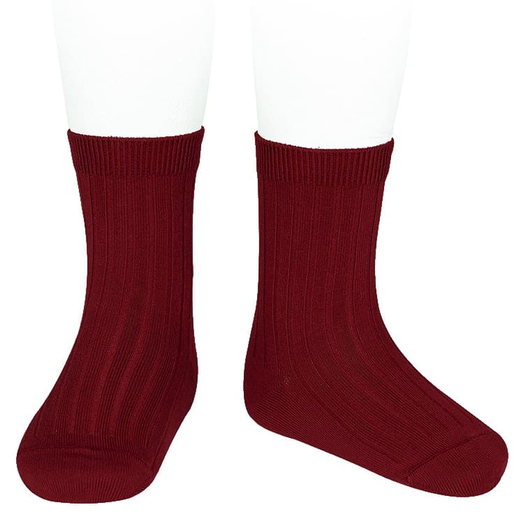 2016/4 Basic Ribbed Short Socks | Burgundy 572