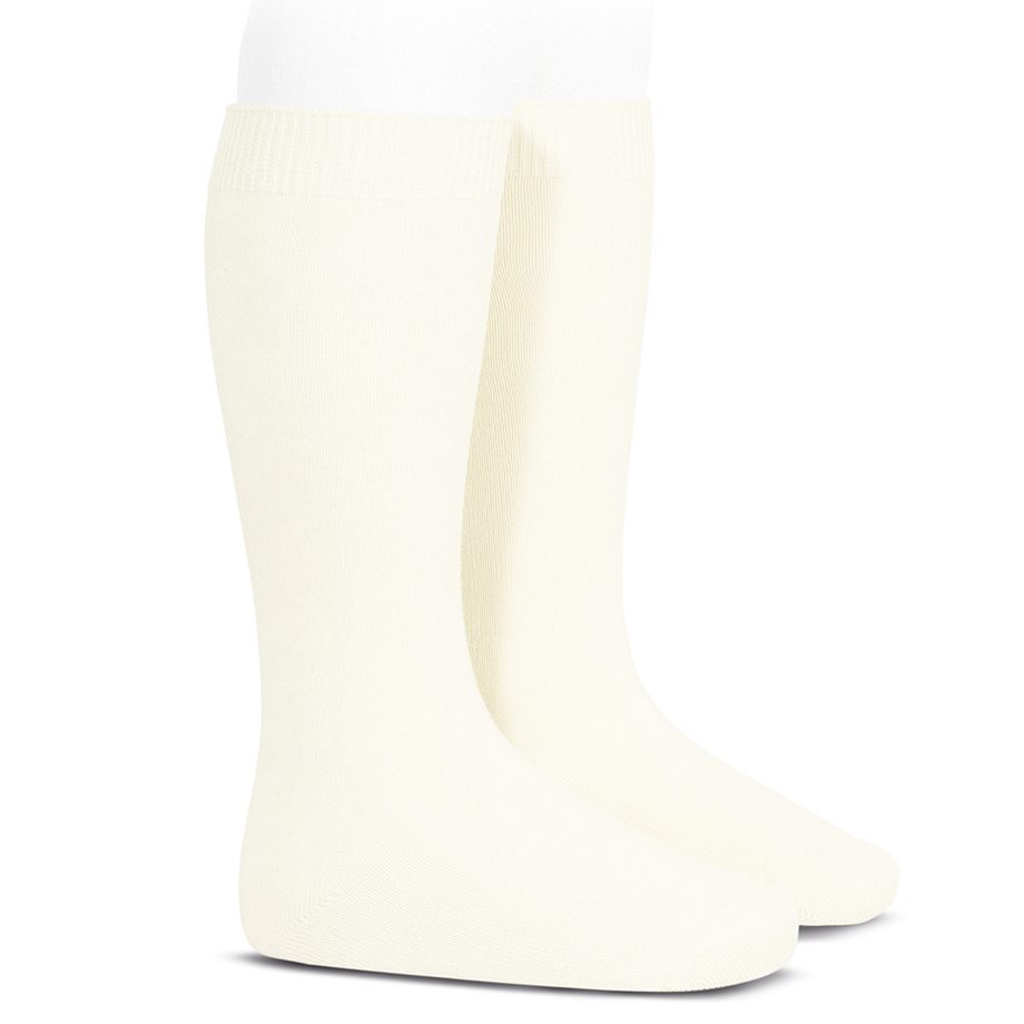 Plain Stitch Knee High Socks | Beige (303)