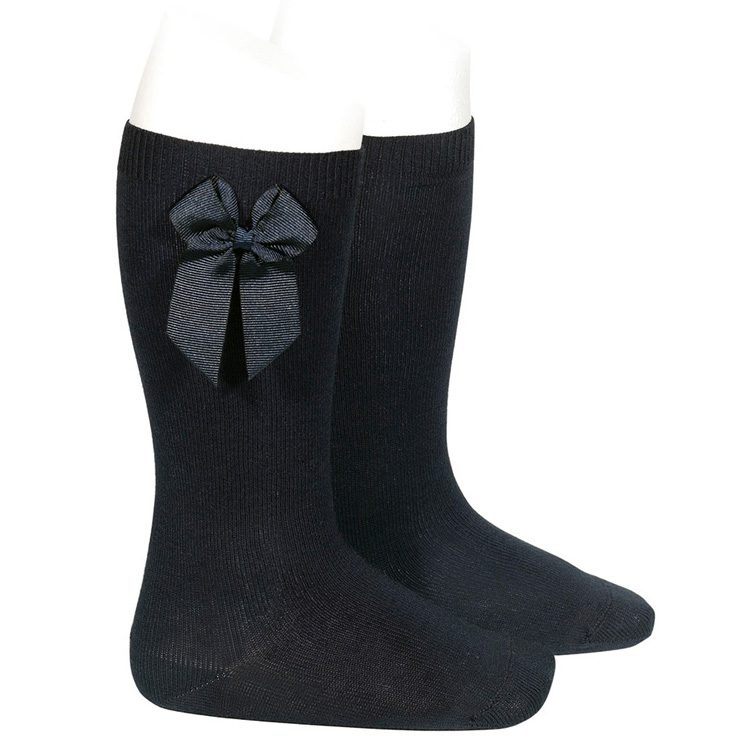 Grossgrain Side Bow Knee-high Socks | Black (900)