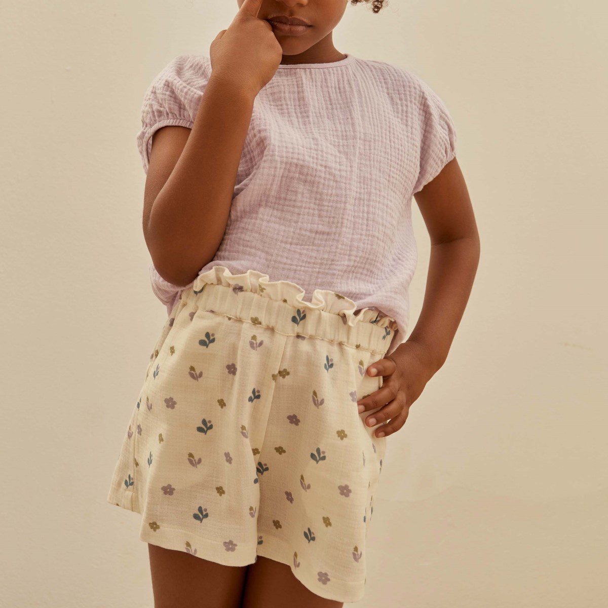 Nina Open Back Muslin Top & Flower Short | Set