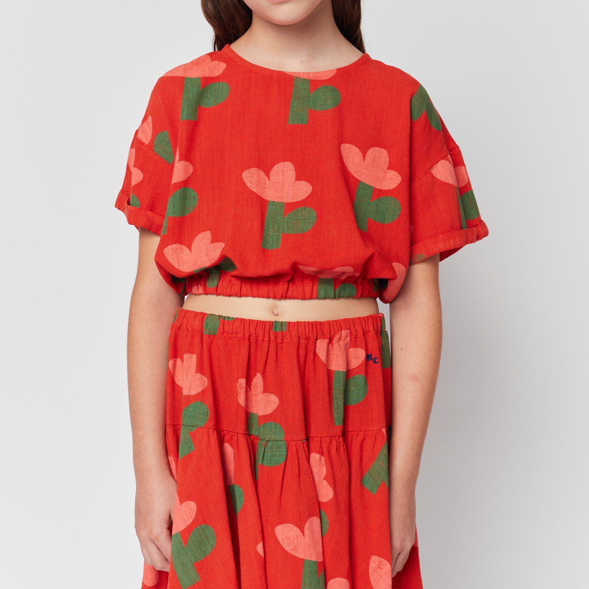 Sea Flower All Over Woven Short Sleeve Top & Skirt