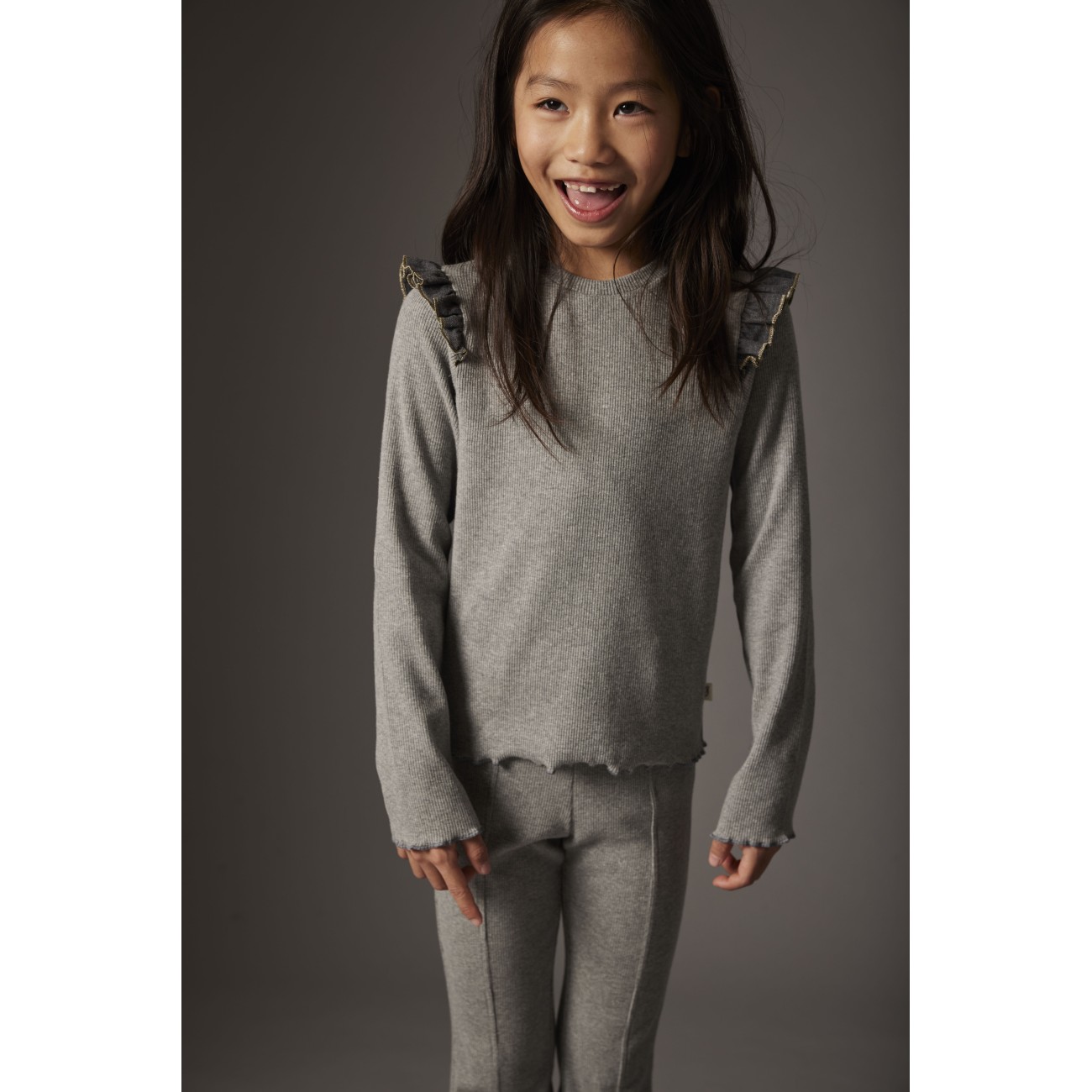 Soft Cotton Rib Sweater & Leggings Grey Melange