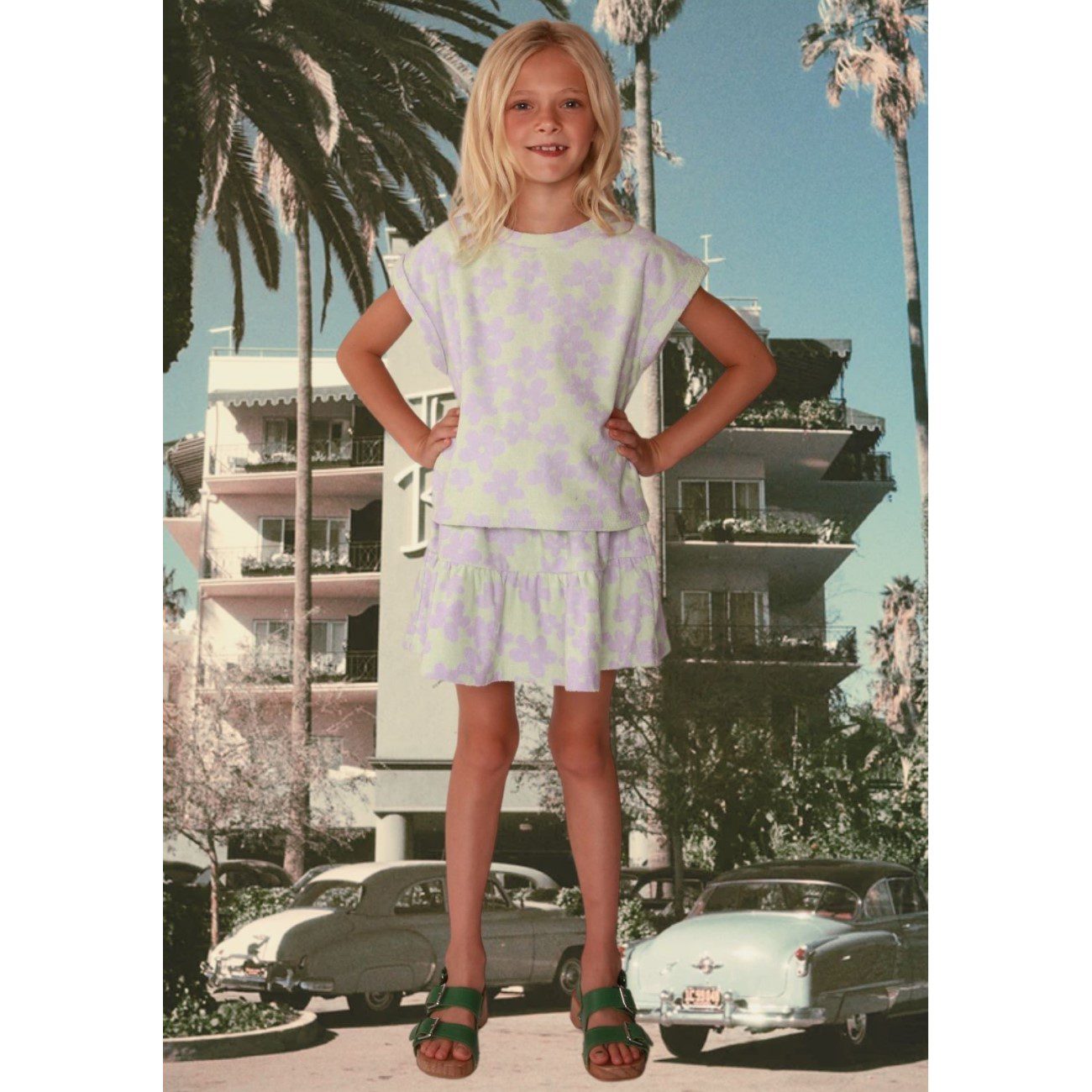 Terry Towel Floral Boxy Top & Skirt