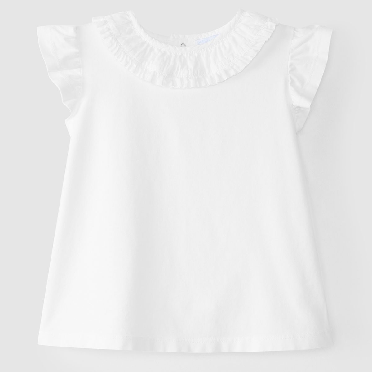 T-Shirt W/ Ruffled Collar & Twill Pants