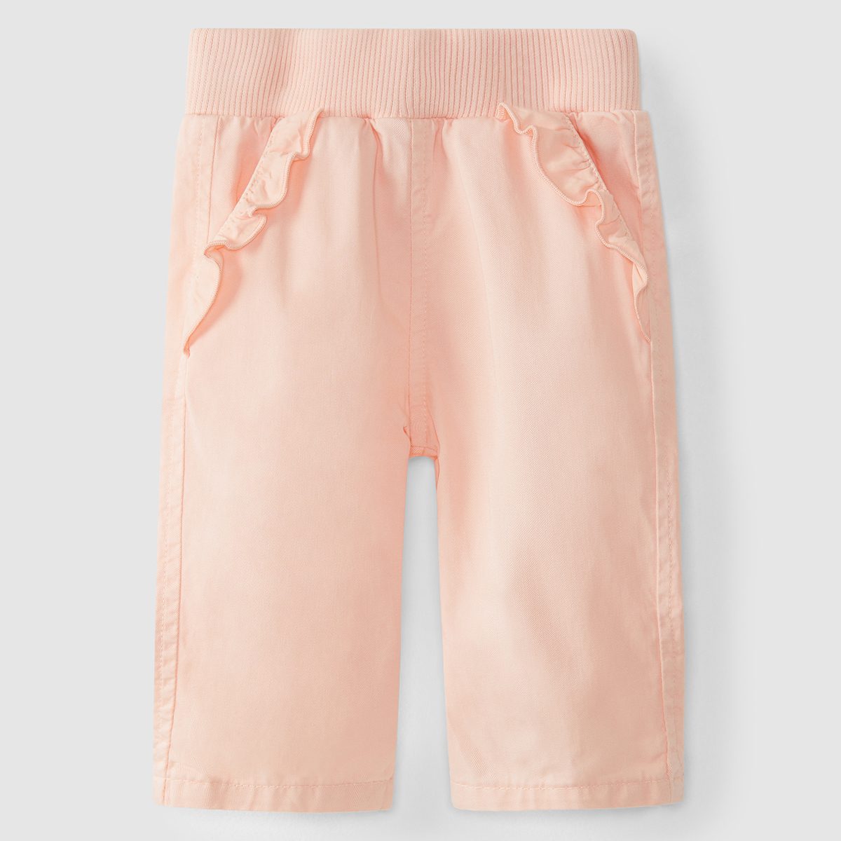 T-Shirt W/ Ruffled Collar & Twill Pants