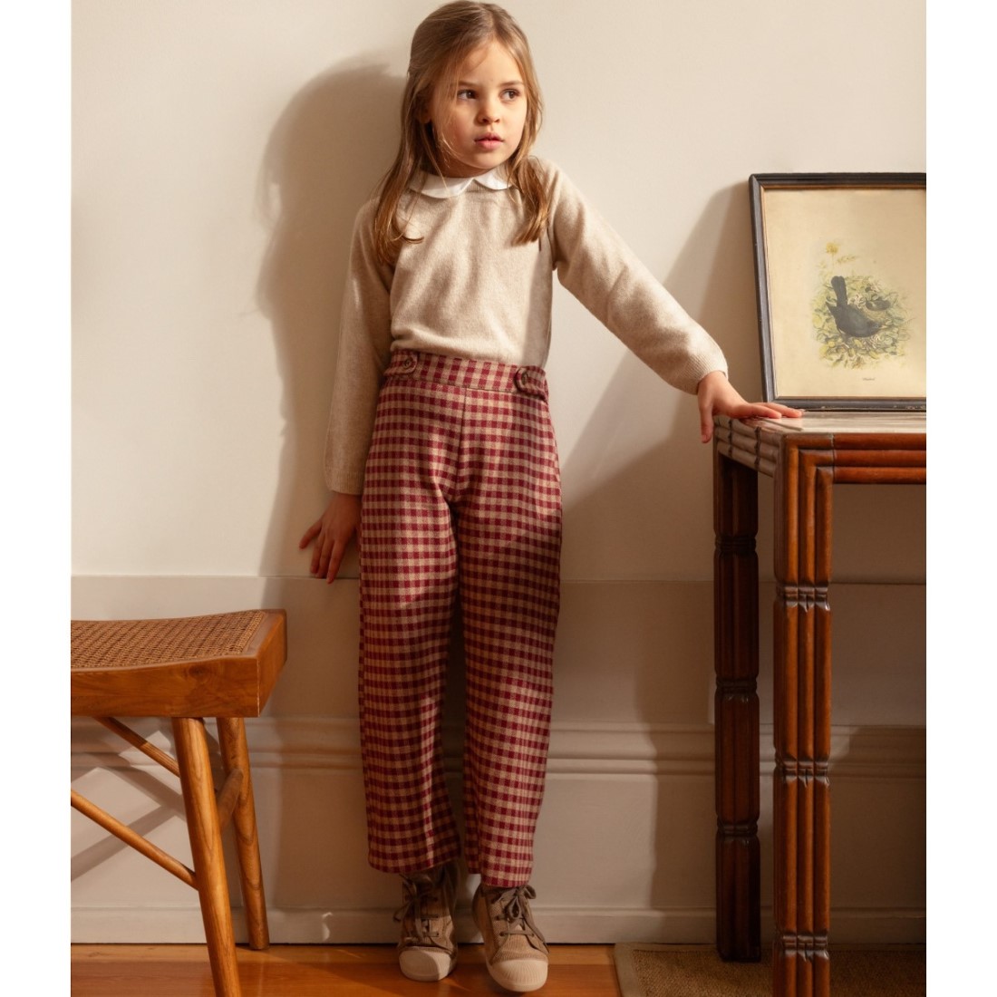 Pull-up Pants In Plaid Jacquard Knit