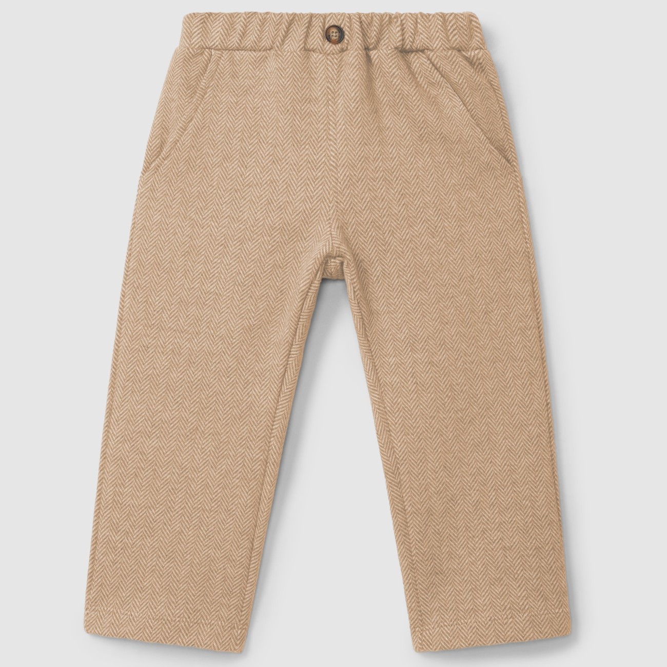 Herringbone kKnit Pants Dark Beige