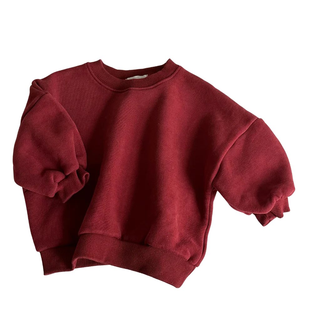 Marron Fleece Cotton Sweatshirt & Marron Trim Sailor Top