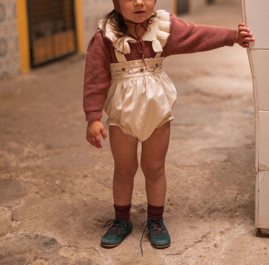 Terracotta Sweater W/ Ivory Collar