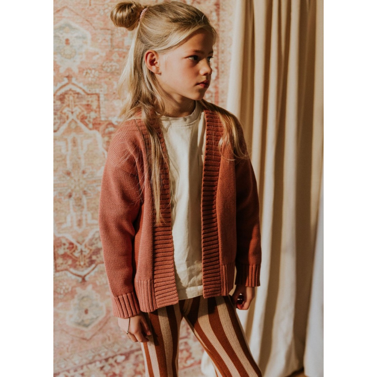 Stripes Knitted Leggings Caramel