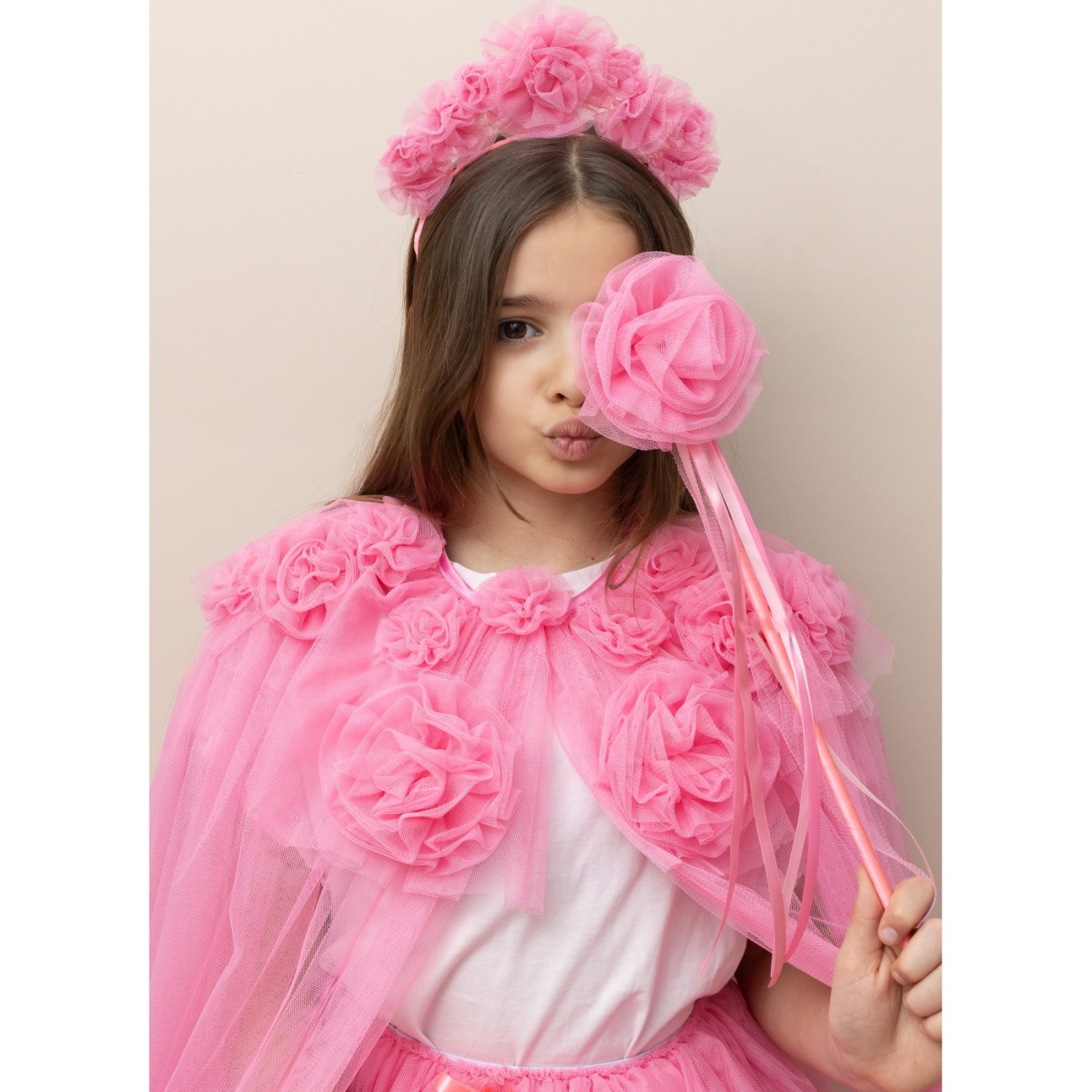 Pink Ruffle Flower Cape