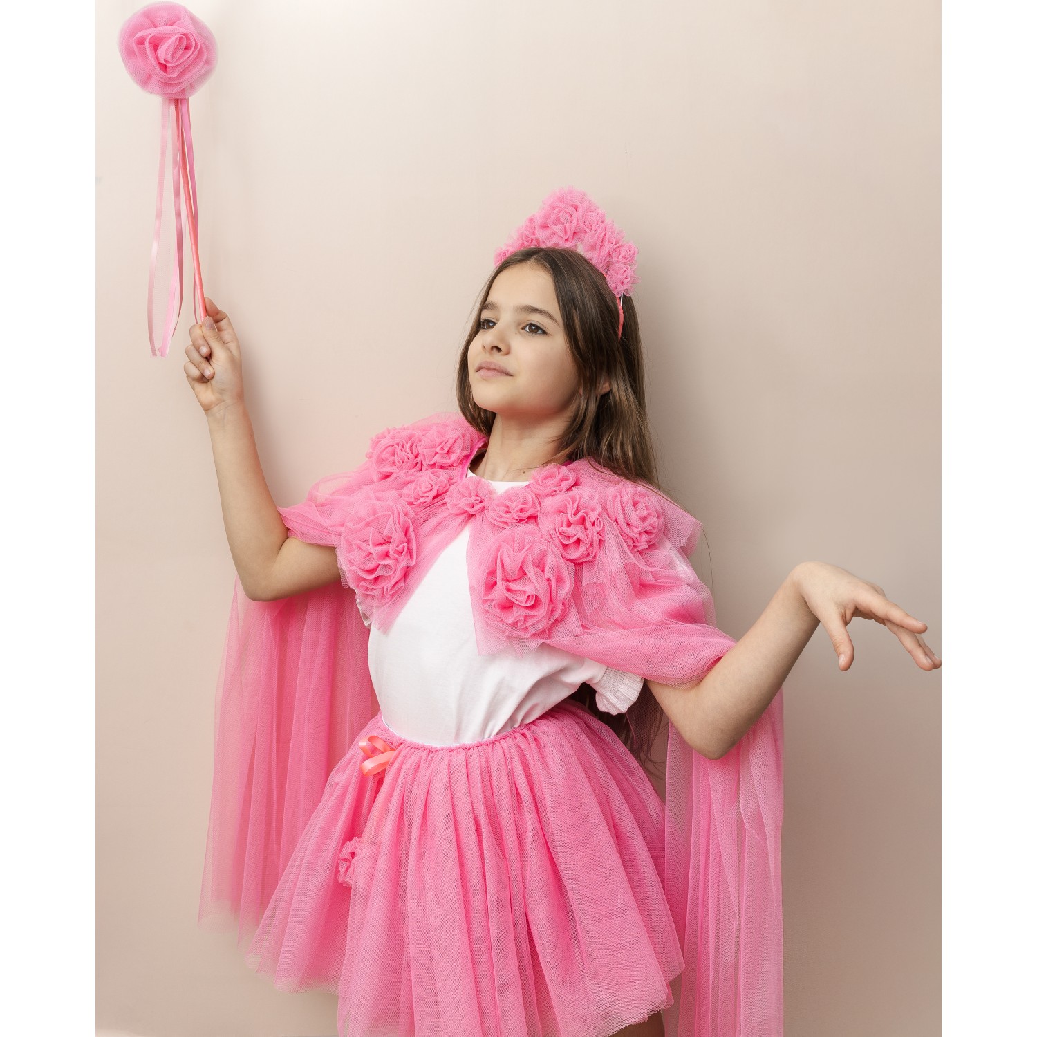 Pink Ruffle Flower Cape