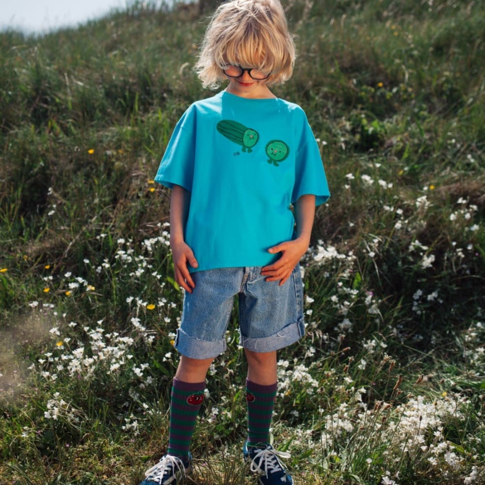 Cute Cucumber Tshirt Splashing Blue