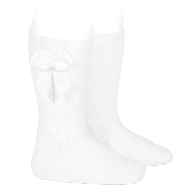 Grossgrain Side Bow Knee-high Socks | White (200)