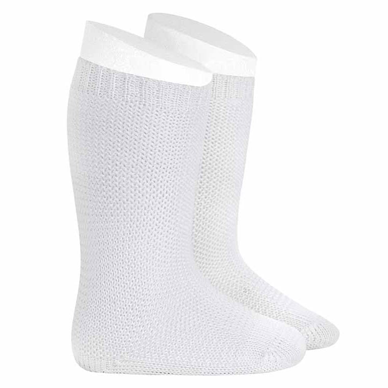 2008/2 Garter Stitch Knee High Socks | White 200