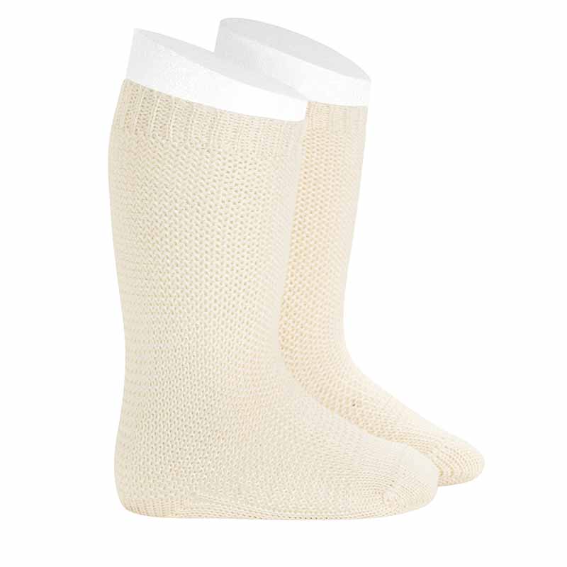 2008/2 Garter Stitch Knee High Socks | Beige 303