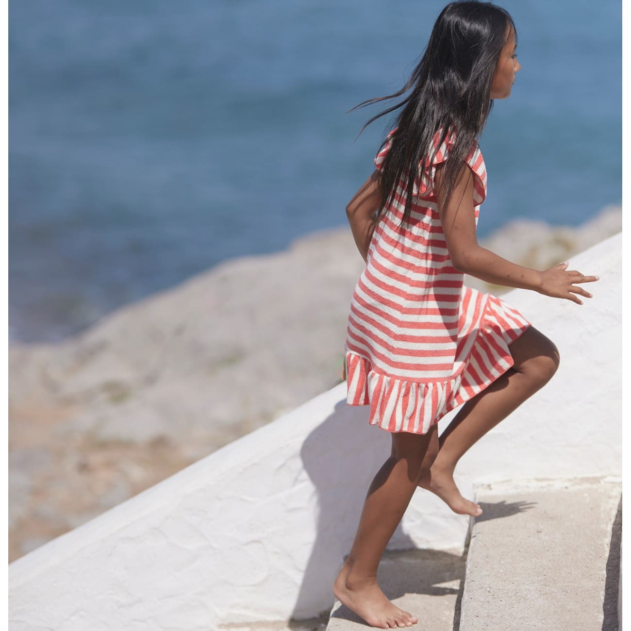 Arleth Toweling Stripes Dress | Red Ruby