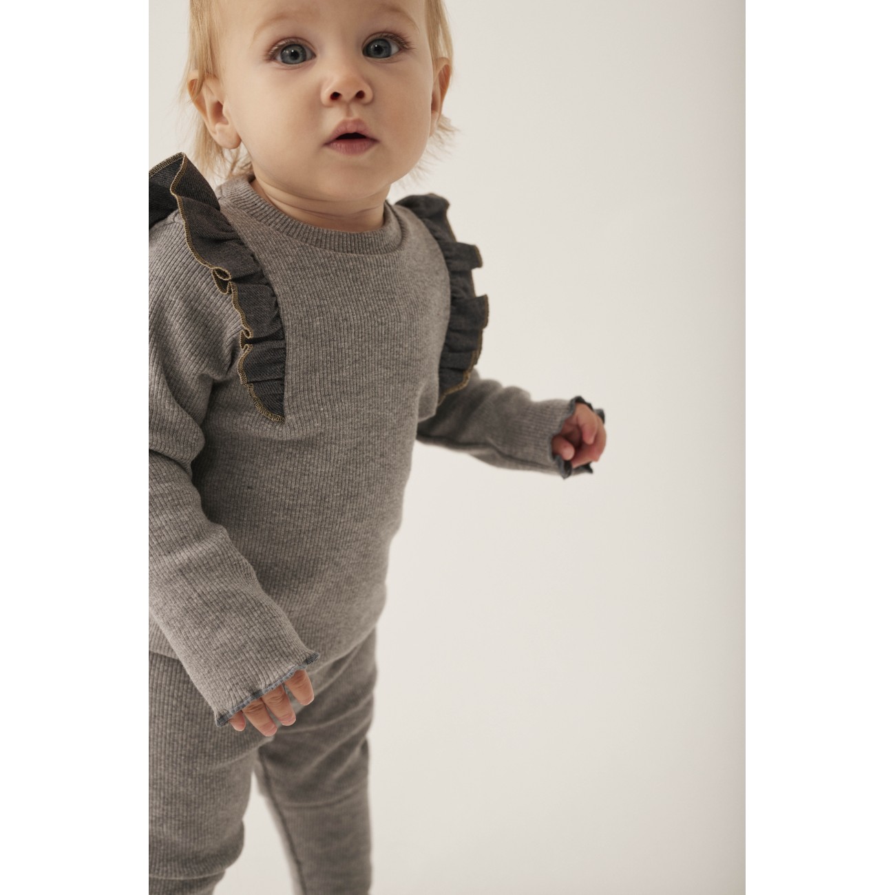 Soft cotton Rib Baby Sweater & Leggings Grey