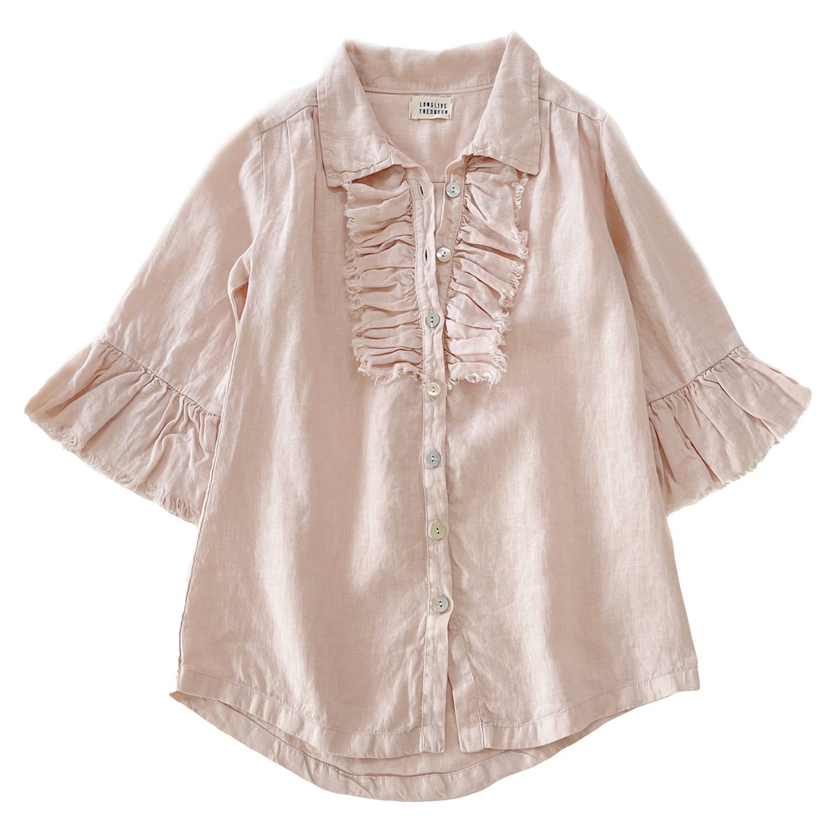 Linen Ruffle Dress Oatmilk White