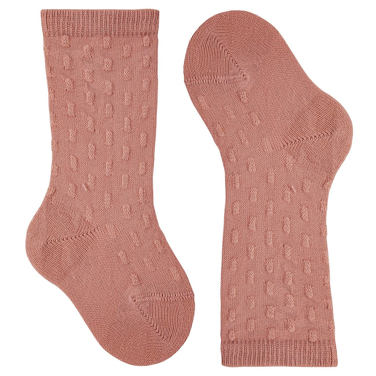 2318/2 3d Polka Dot Relief Knee Socks | Terracotta 126