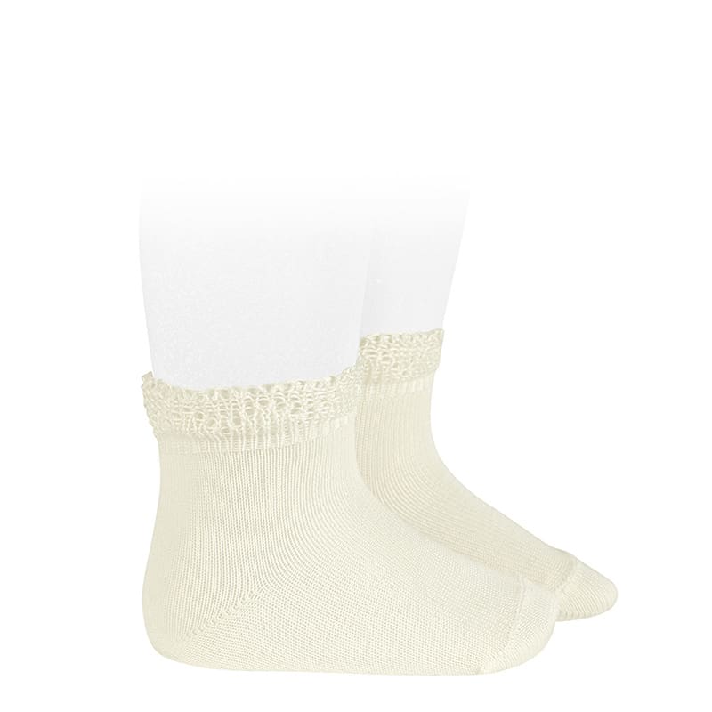 2362/4 Ceremony Short Socks W/ Openwork Cuff | 303 Beige