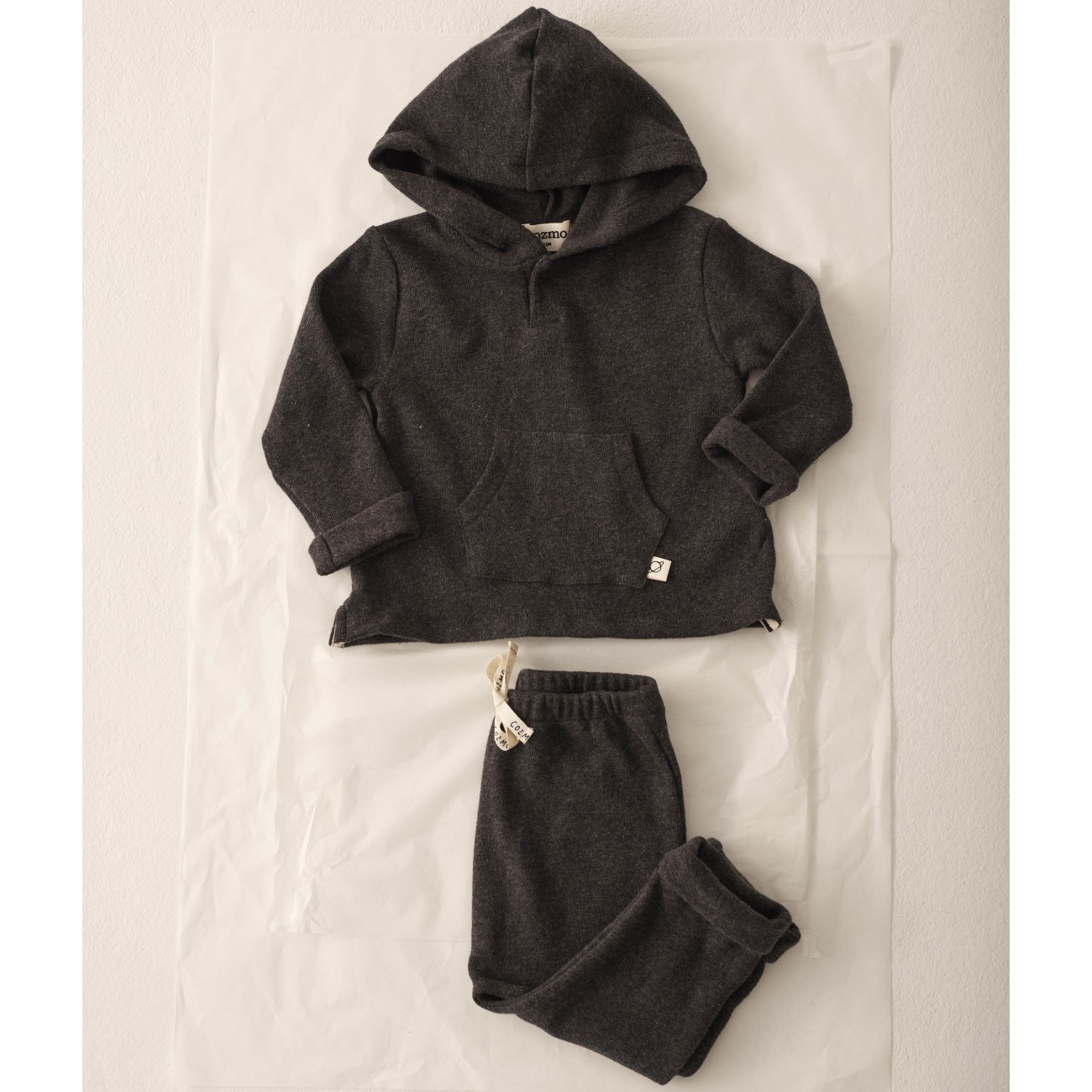 Grey Soft Brushed Knit Hooded Sweater & Pants