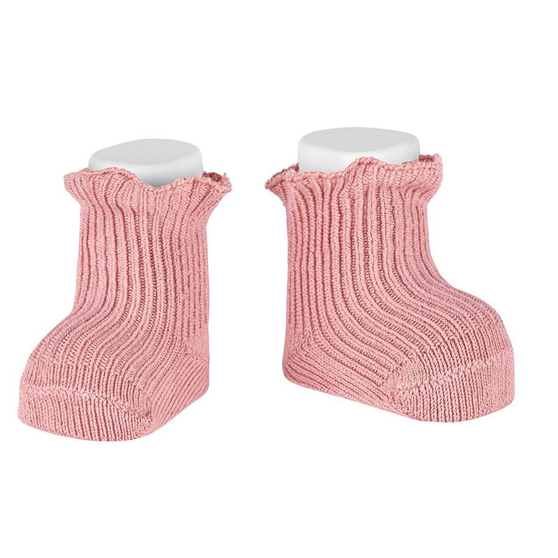 Warm Cotton Rib Socks W/ Curling | Pale Pink (526)