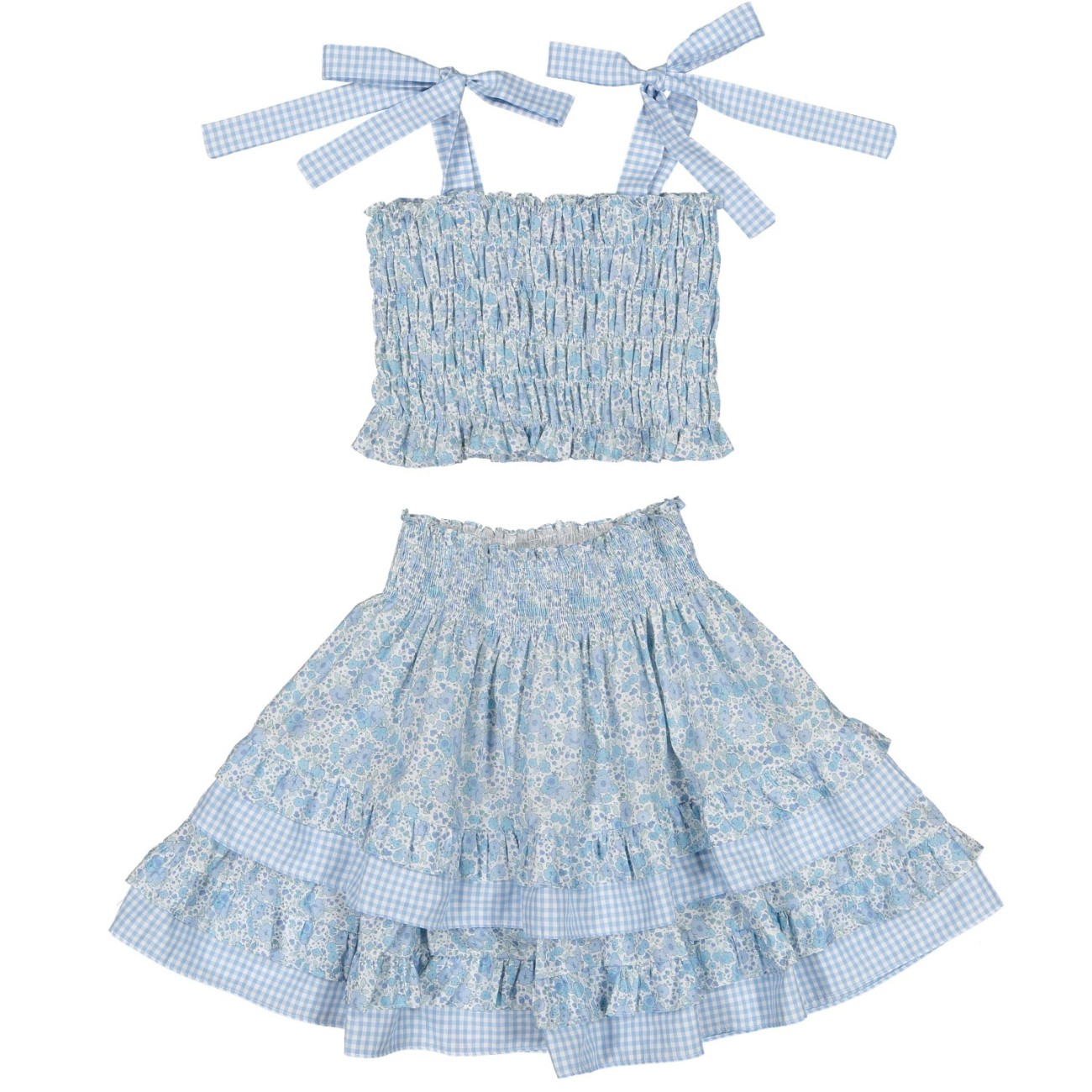 Maryland Blue Ditsy Top & Floral Skirt