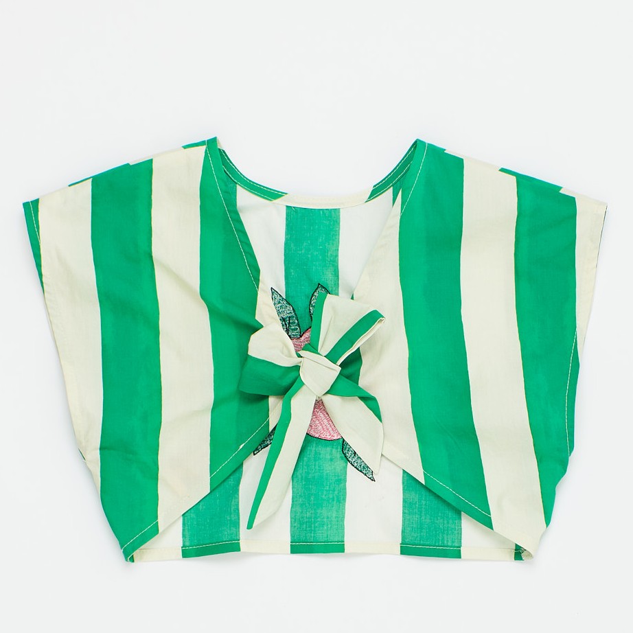 Flowers Stripes Top & Shorts | White/Green