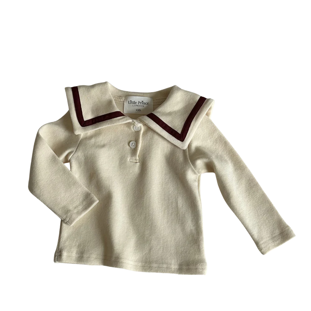 Marron Fleece Cotton Sweatshirt & Marron Trim Sailor Top