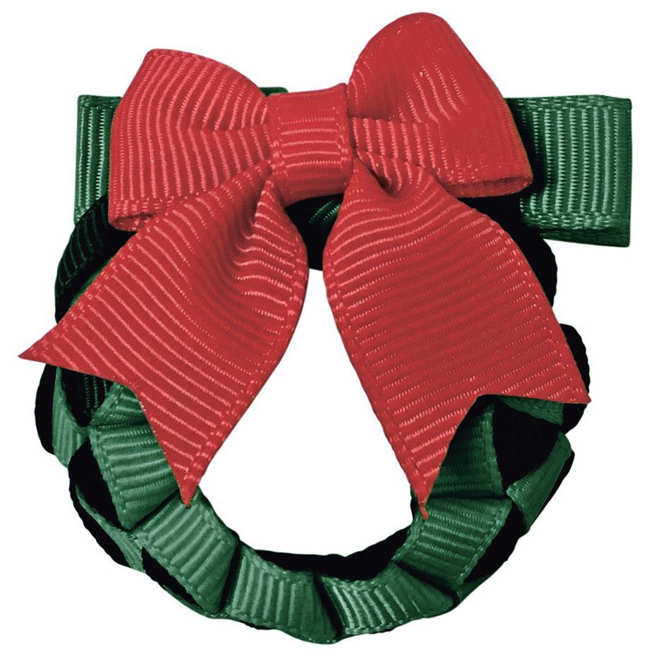 Wreath Alligator Clip | Scarlet Red & Forest Green