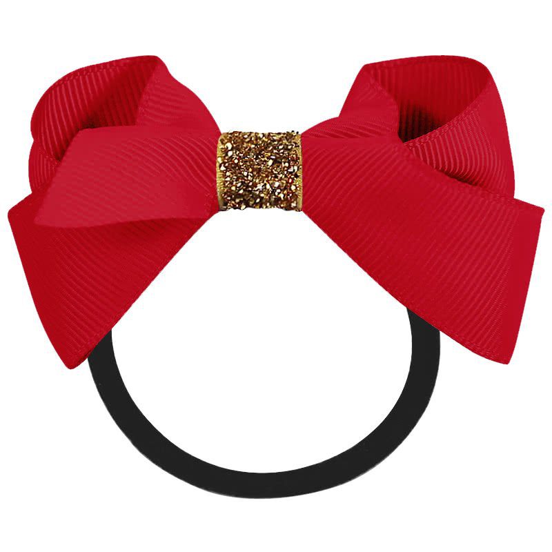 Boutique Bow Elastic Band | Scarlet Glitter