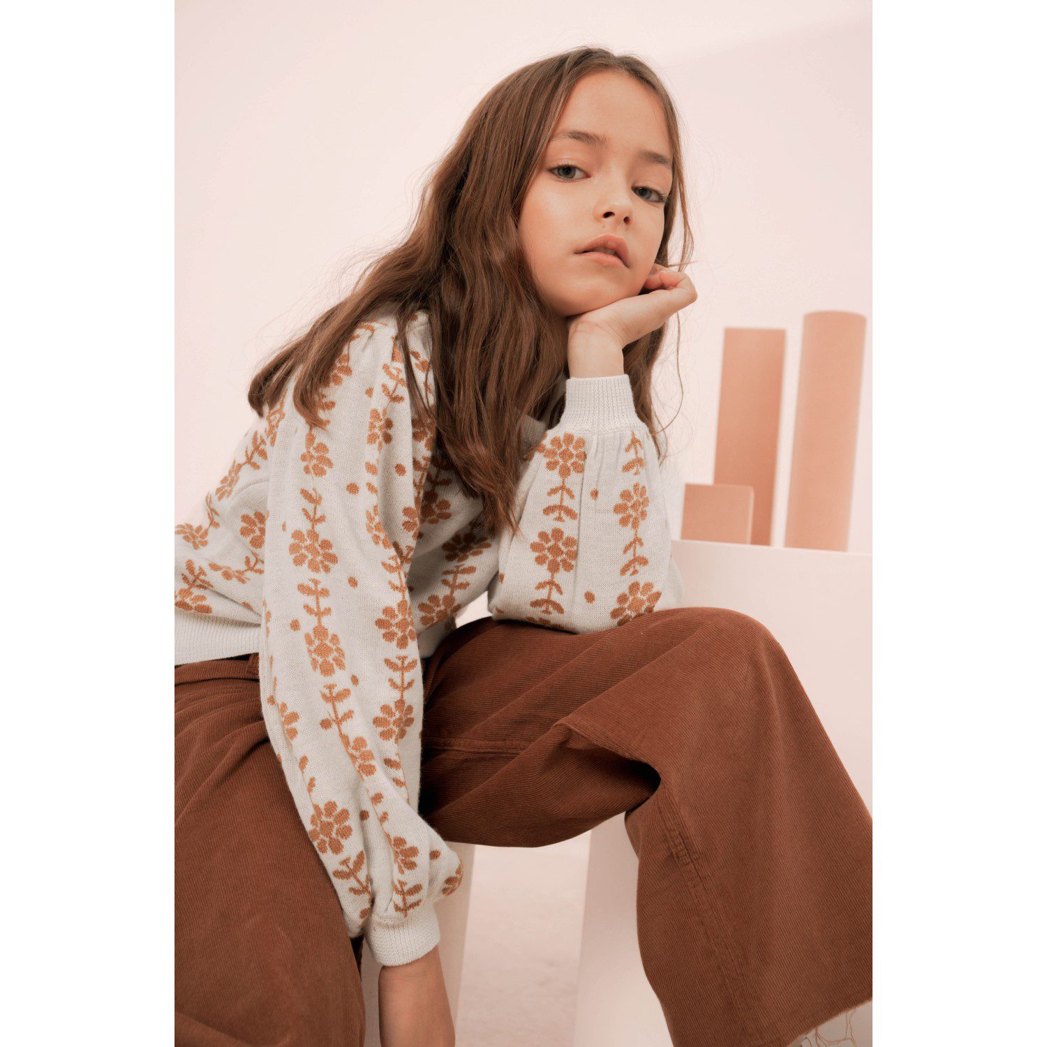 Wool Braided Flower Sweater