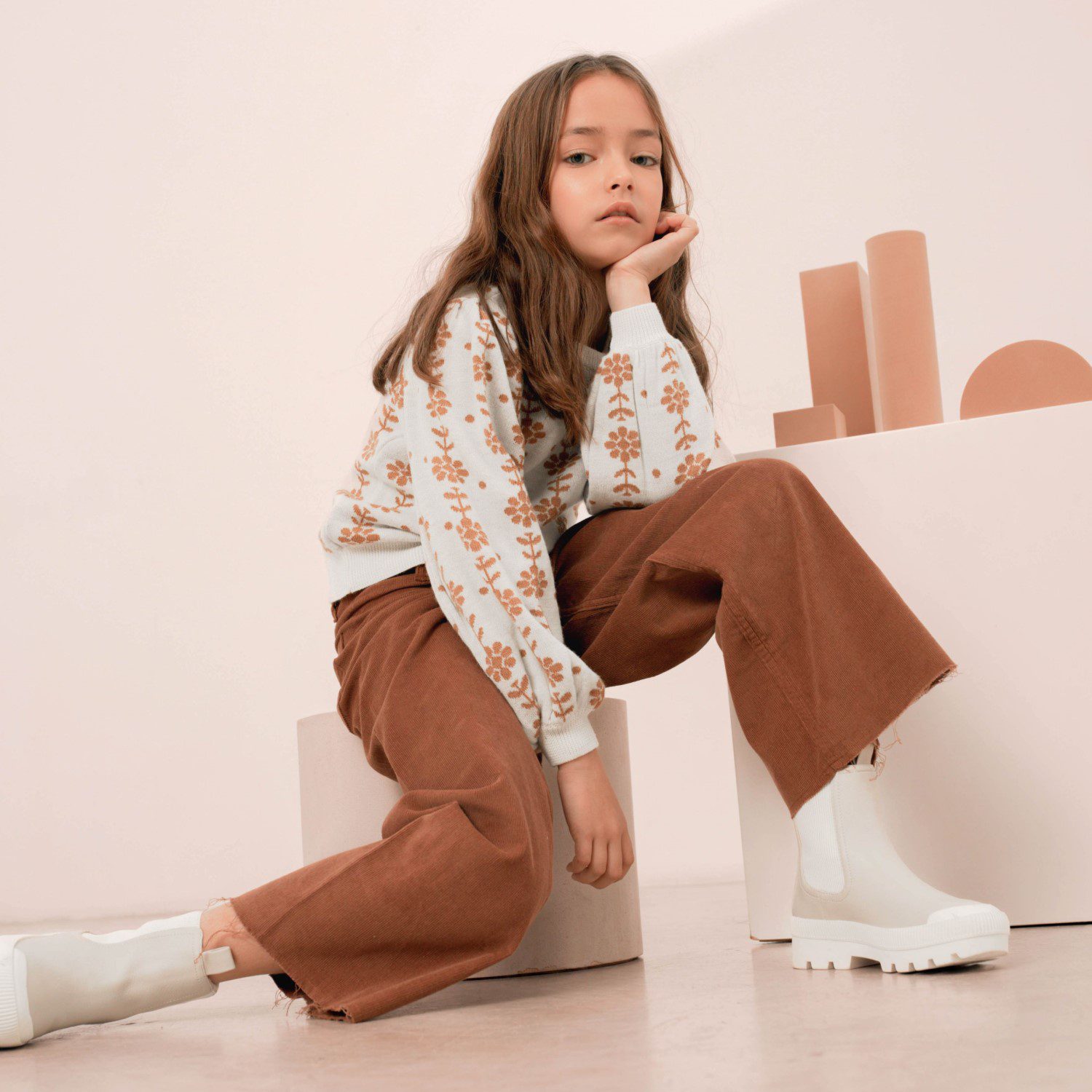 Wool Braided Flower Sweater