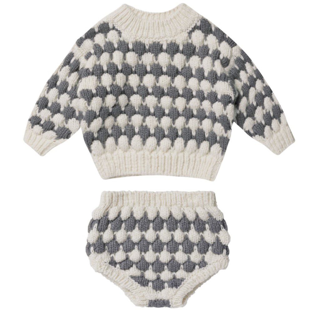 Relaxed Knit Sweater & Knit Bloomer | Slate Stripe