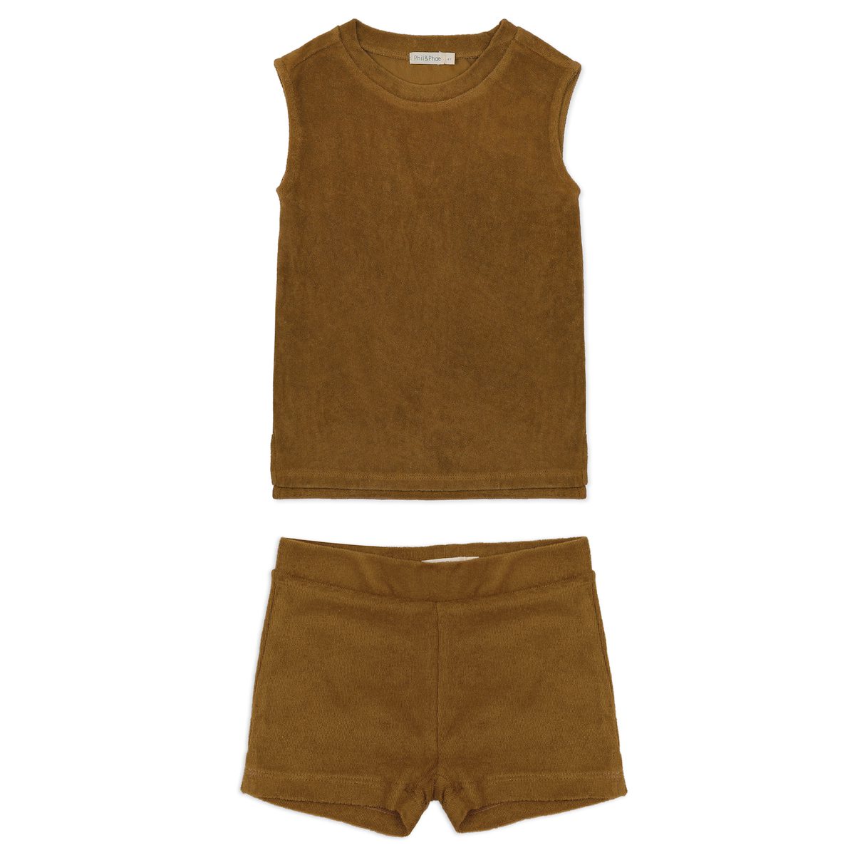 Sleeveless Frotté Top & Frotté Shorts | Dried Herb
