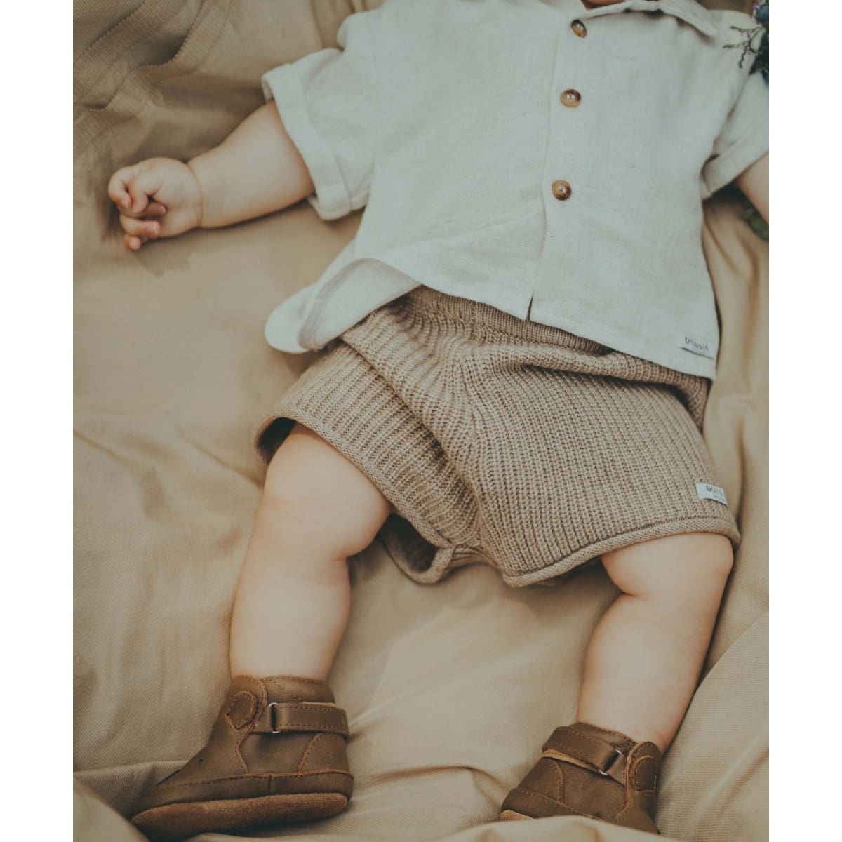 Warm White Melange Lerie Shirt & Latte Melange Wes Shorts