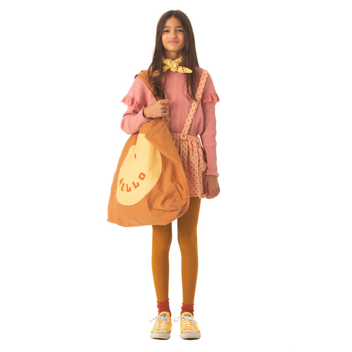 L/S W/ Frills On Shoulders | Pink W/ Orange Little Stars