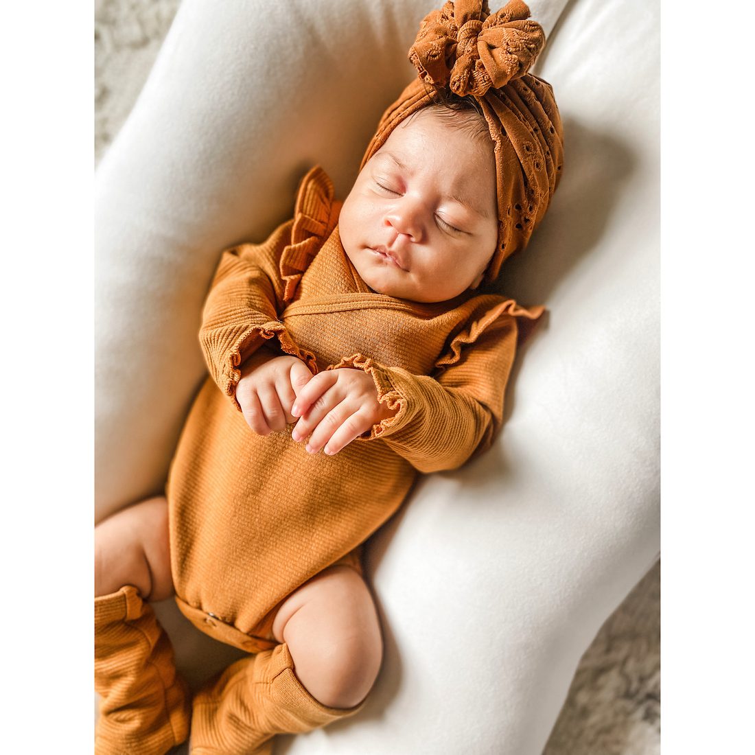 Corduroy Ruffle Wrap Bodysuit | Paprika