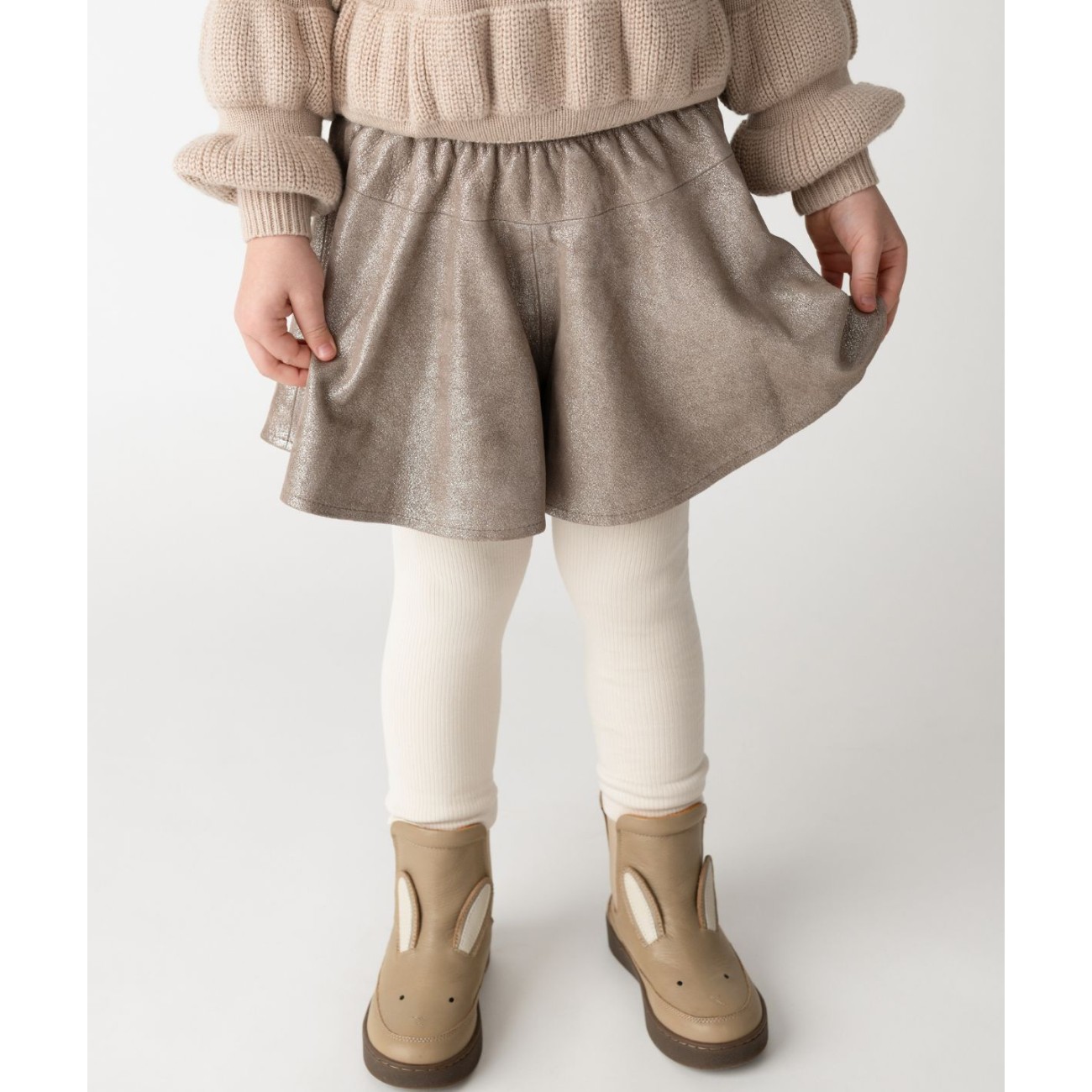 Giese Leather Shorts Iron Grey Metallic