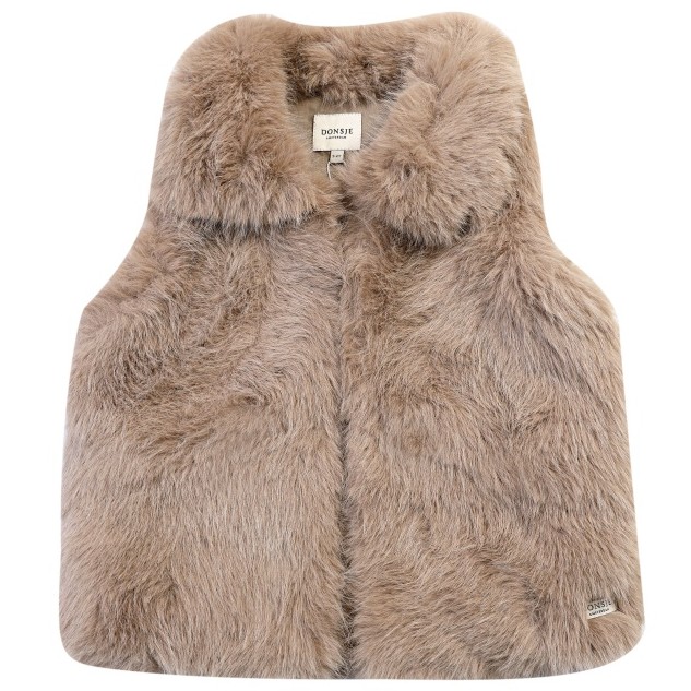 Roswita Gilet Taupe Teddy