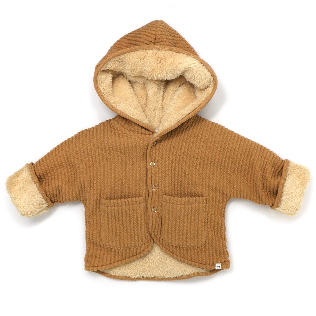 Hooded Cable Knit Jacket W/Snowdrift Lining | Latte