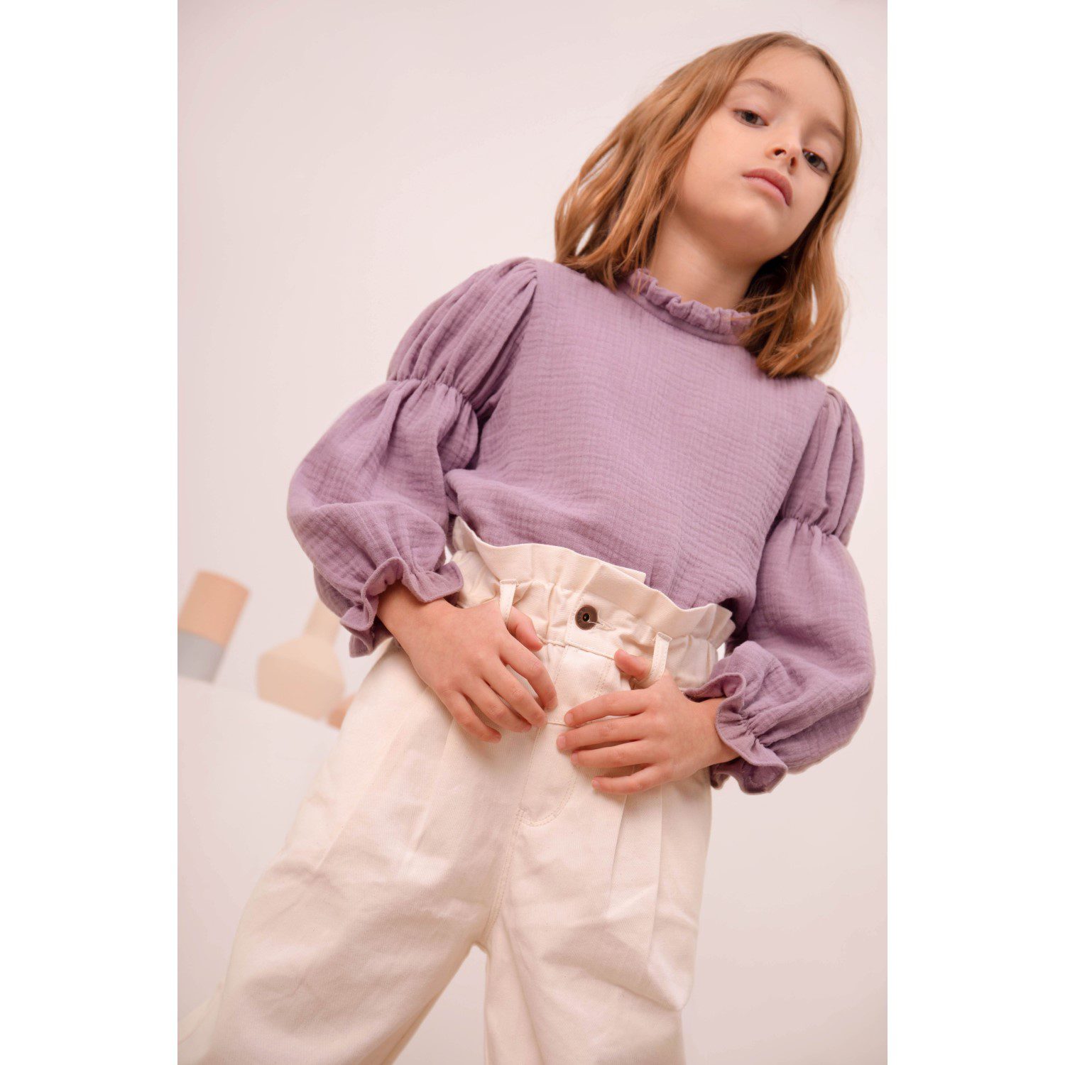 Double Sleeve Muslin Blouse | Mauve