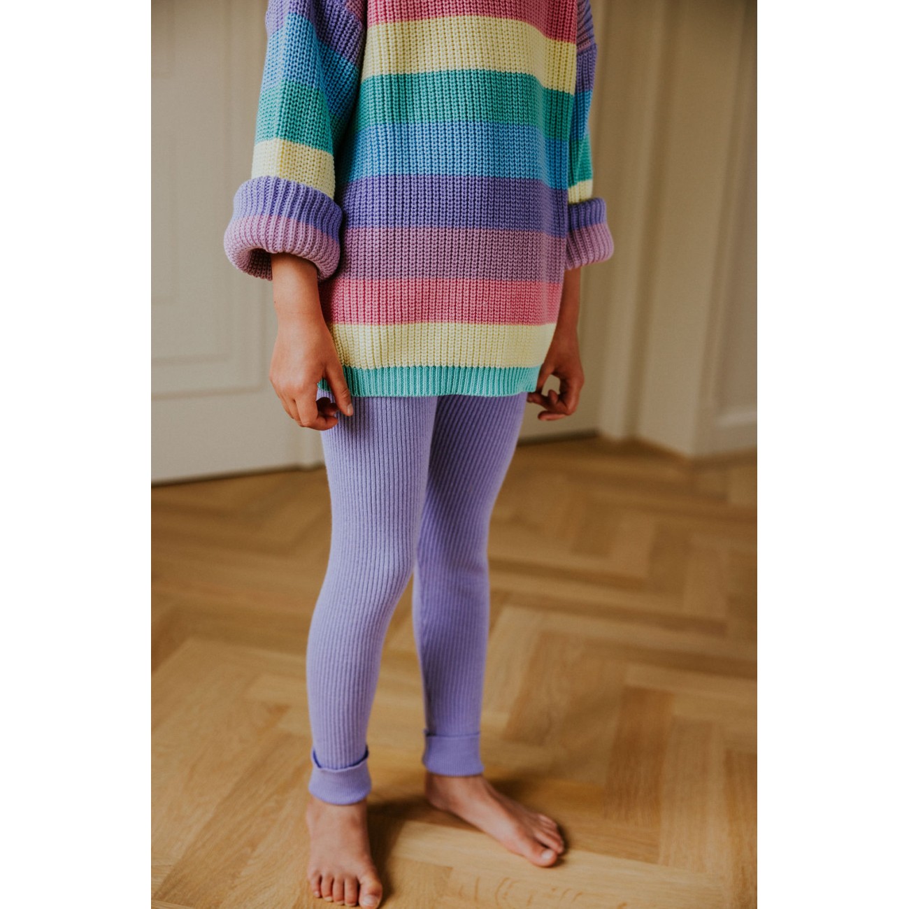 Knitted Leggings Fine Rib Lavender