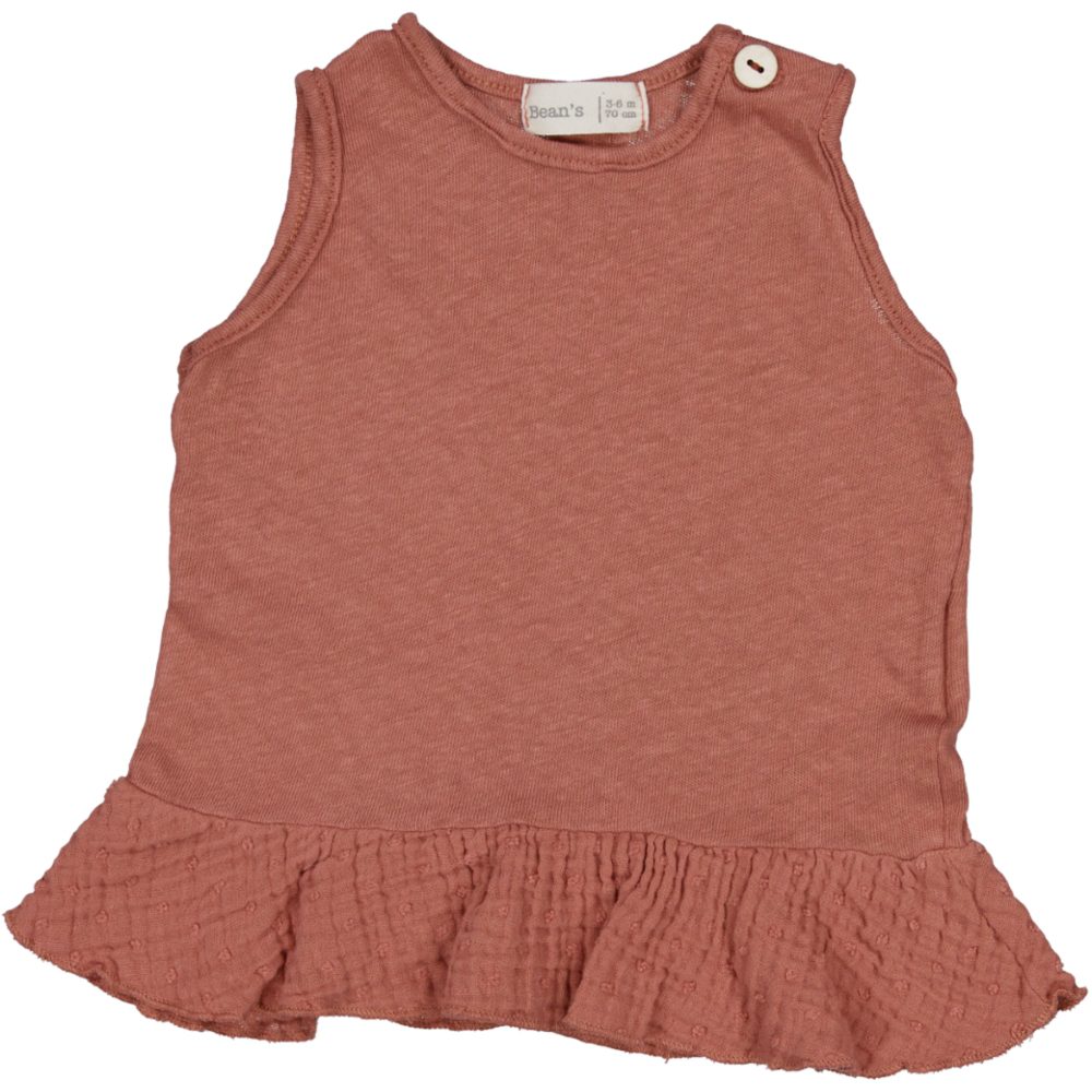 Cotton Linen T-Shirt Frilly Clay