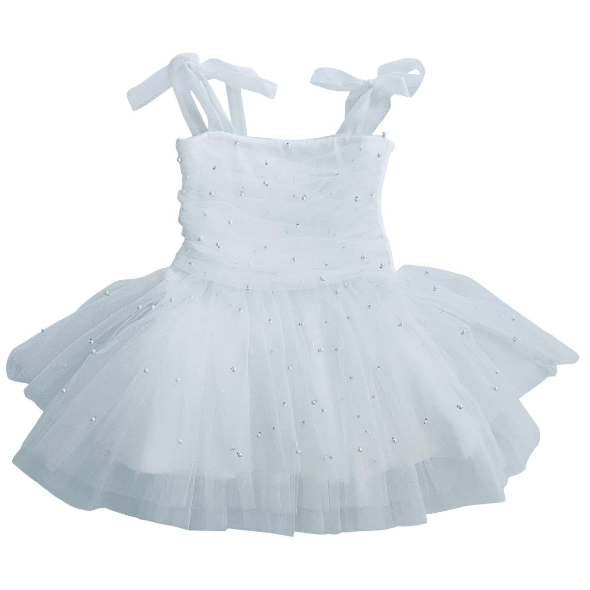 Pearl Tulle Ballerina Dress | White