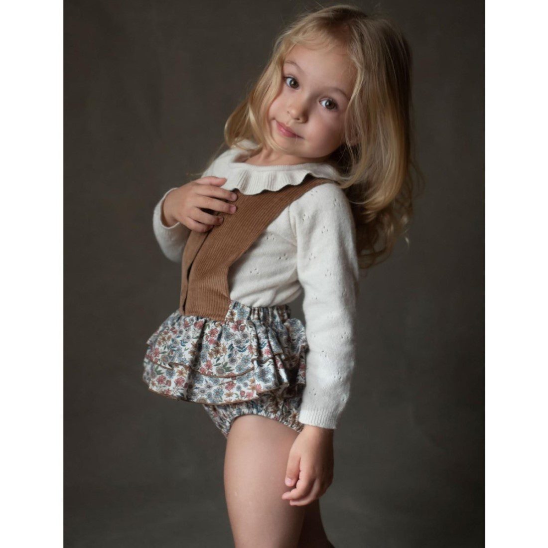 Off White Knitted Romper Suit & Multi-Coloured Floral Romper Suit